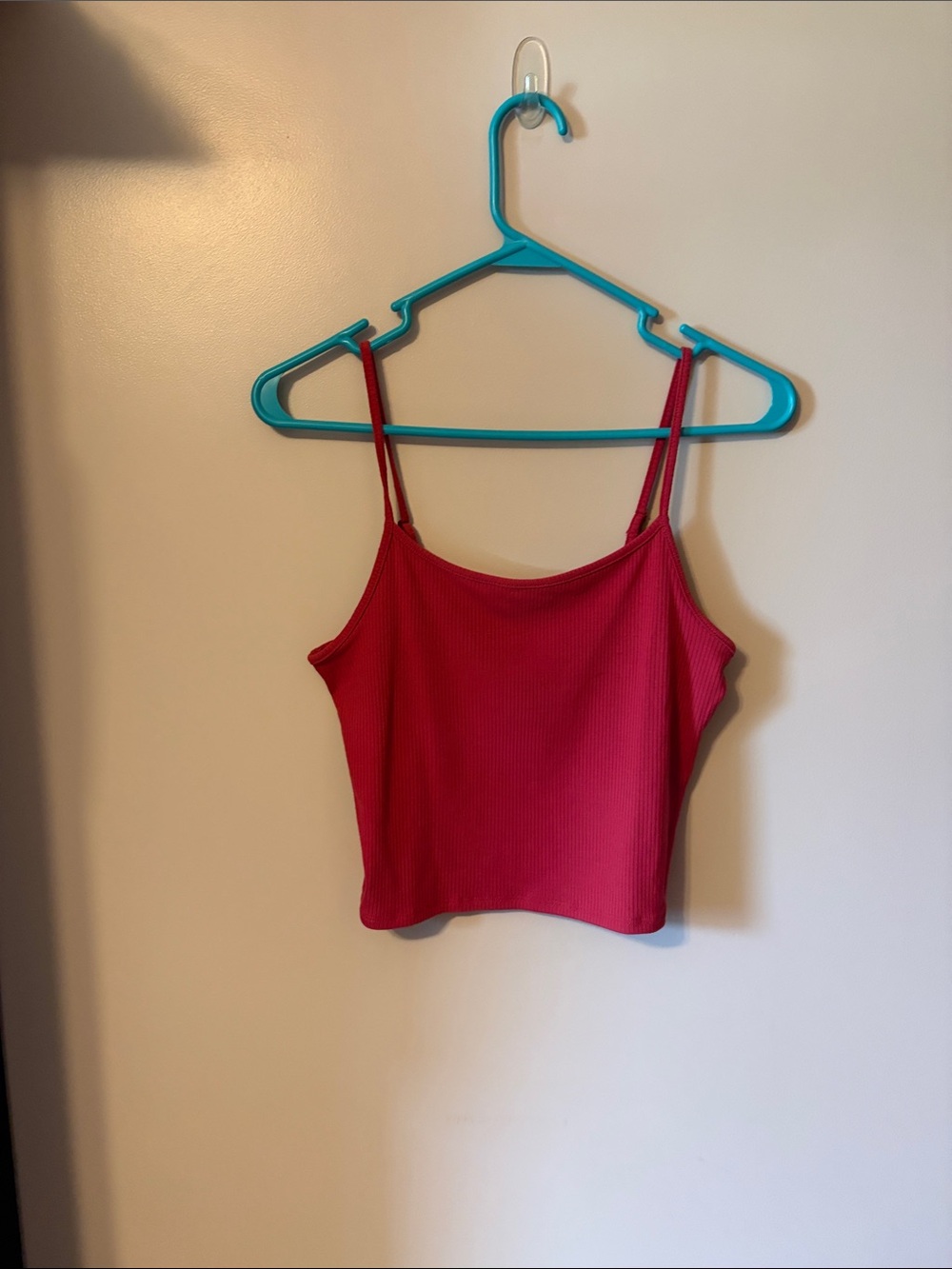 Ribbed Spaghetti-Strap Crop Camisole